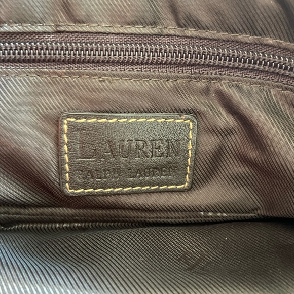 Vintage Y2K Baguette Ralph Lauren Brown Leather Shoulder Bag Double Handle - Picture 7 of 10